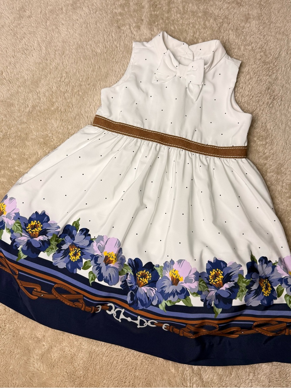 Janie and Jack Equestrian Floral Dress 12-18M Horse Bit Bow Special Occasion